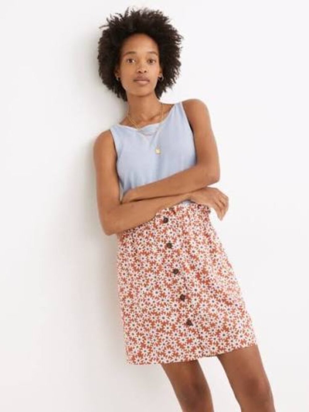 Madewell Falling Daisies Paperbag Button Front Mini Skirt M NA214